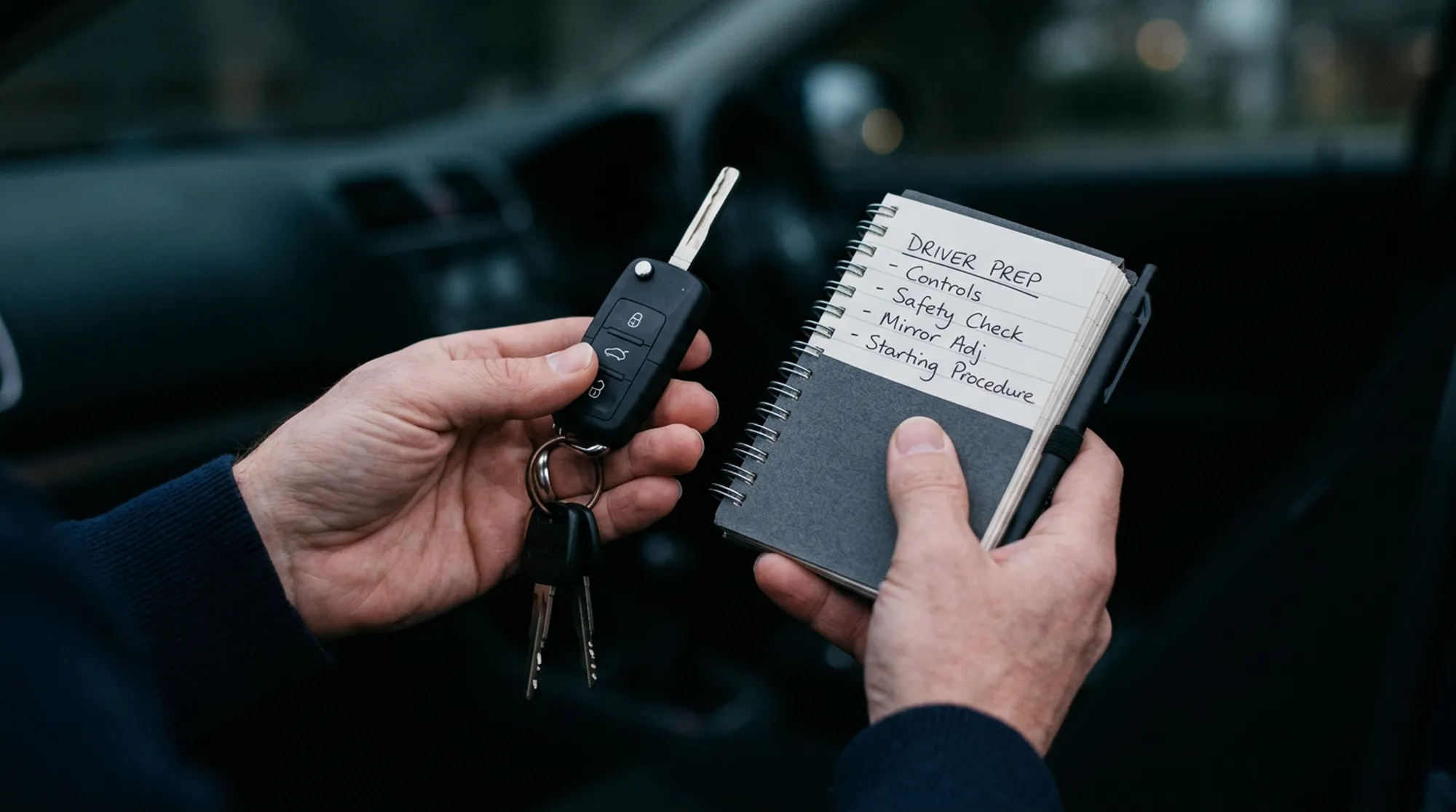 Praca z dokumentacją i kluczykami pojazdu w ramach planowania nauki